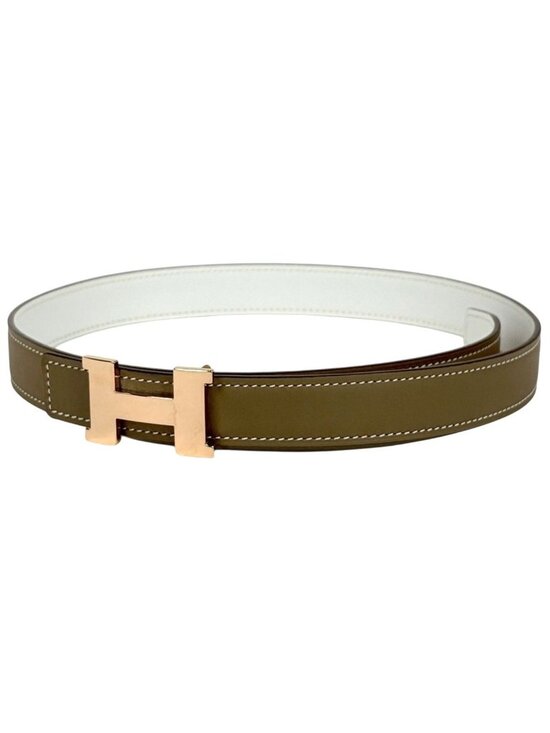 Hermes Constance Reversible Belt Leather Gray White main image 4